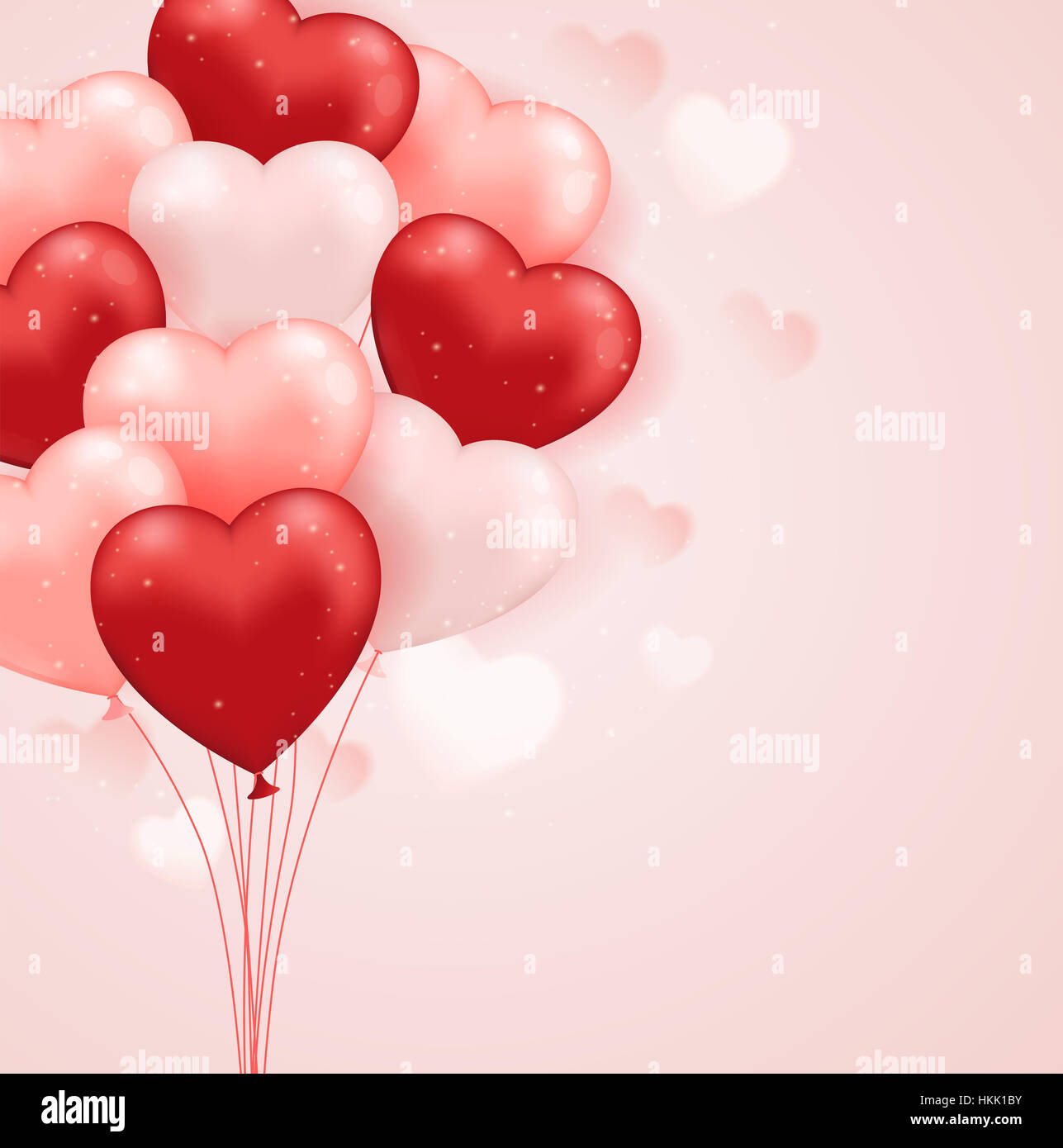 Red and pink heart balloons on a pink background. Valentine's day ...