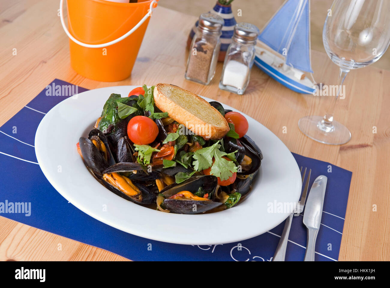 Mussels dishes at the beachside restaurant, Porthminster Cafe, St.Ives