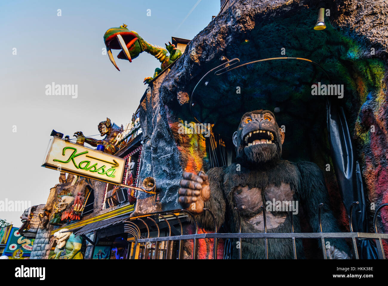 Wien, Vienna: Prater; Ghost castle with oversized gorilla, 02., Wien, Austria Stock Photo