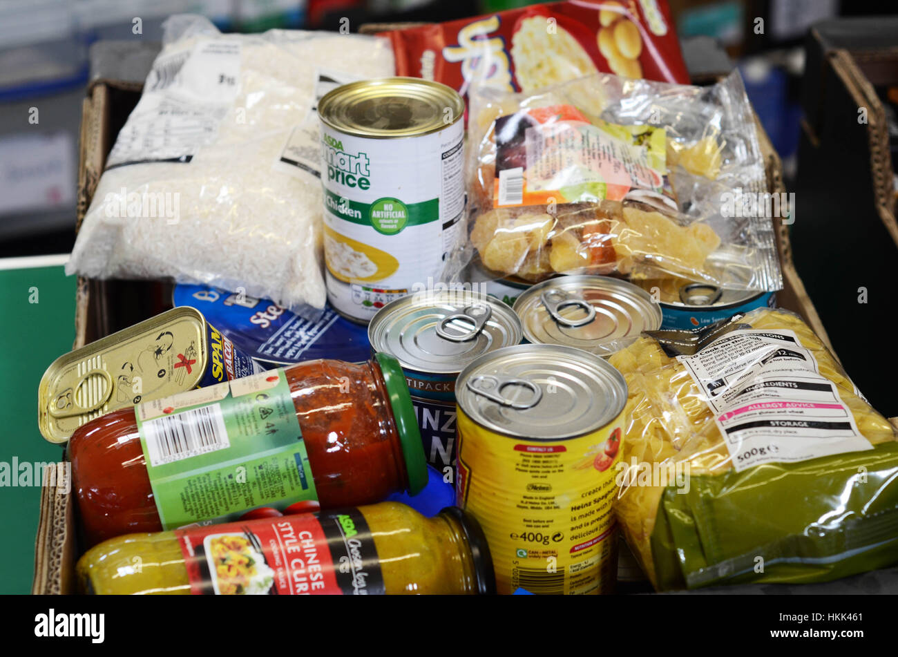 Food box at food bank UK Stock Photo 132571433 Alamy