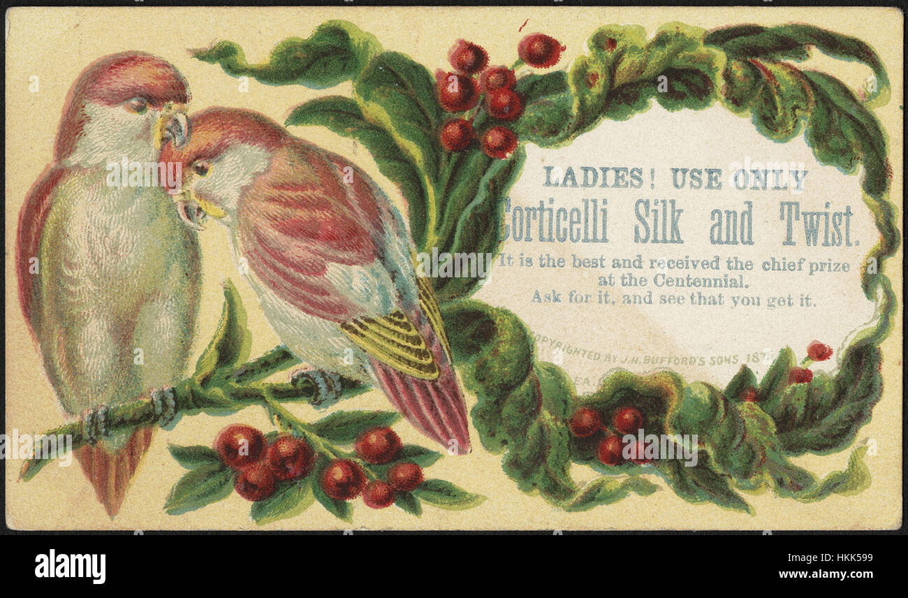 Ladies! Use only Corticelli silk and tits. It is the best and received the chief prize at the centennial. Ask for it, and see that you get it. Stock Photo