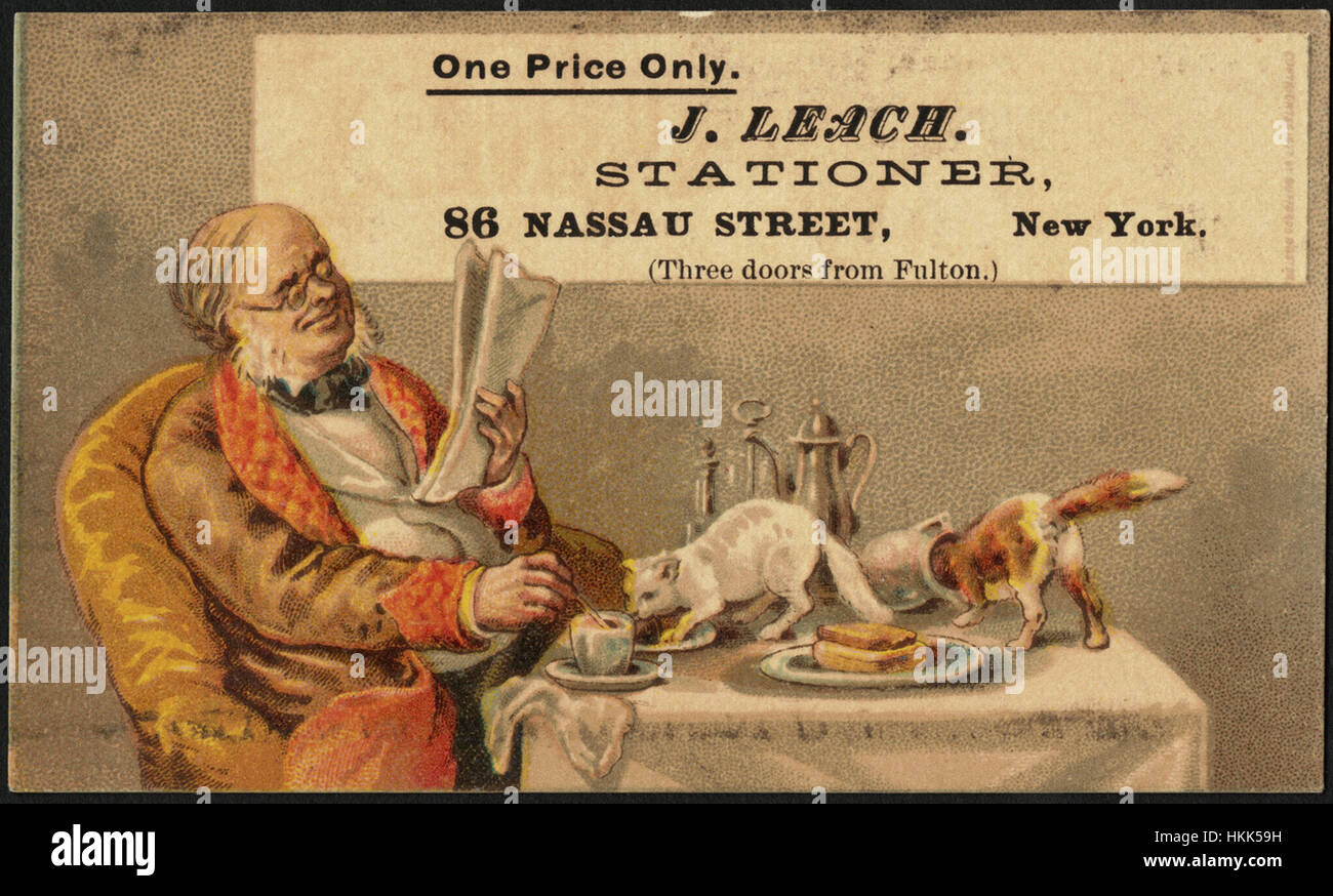 One price only. J. Leach. Stationer, 86 Nassau Street, New York. [Three doors from Fulton.] Stock Photo