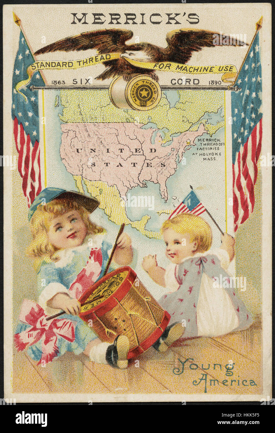 Merrick's standard thread for machine use, six cord. Young America