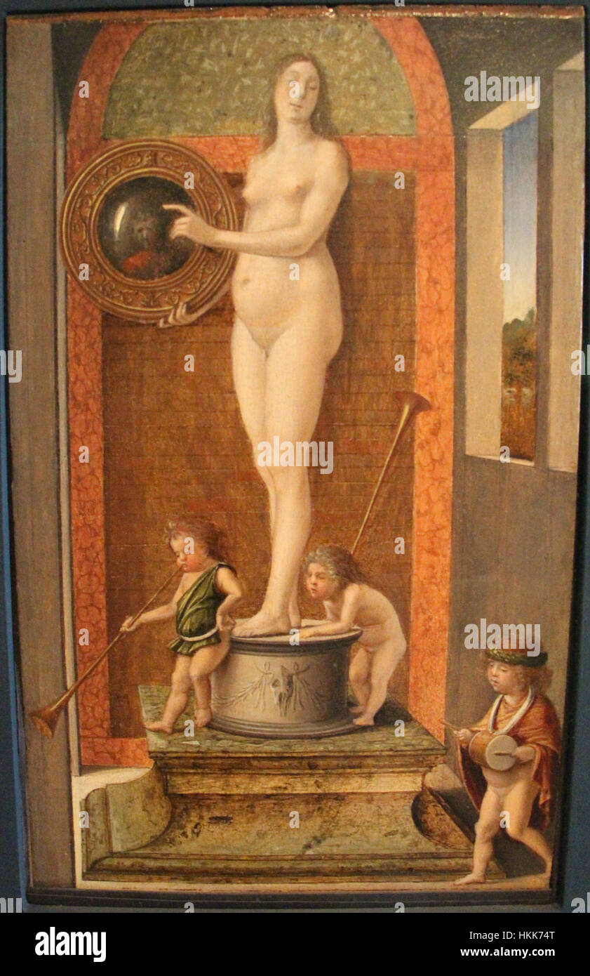 Andrea previtali e giovanni bellini, allegorie, 1490 ca. 04 prudenza Stock Photo