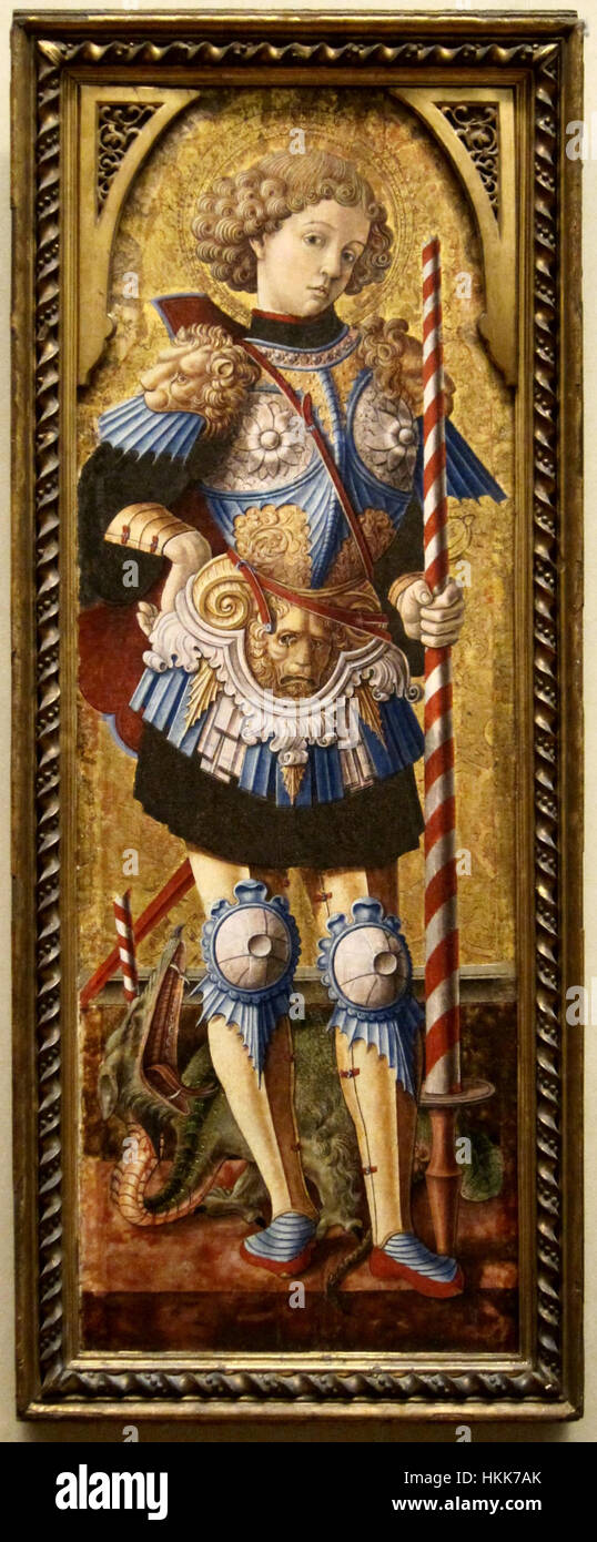 'Saint George', tempera on wood painting by Carlo Crivelli, c. 1472, Metropolitan Museum of Art Stock Photo