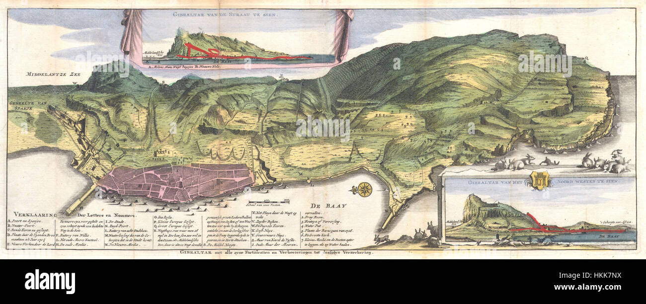 De la feuille map and view of gibraltar hi-res stock photography and ...
