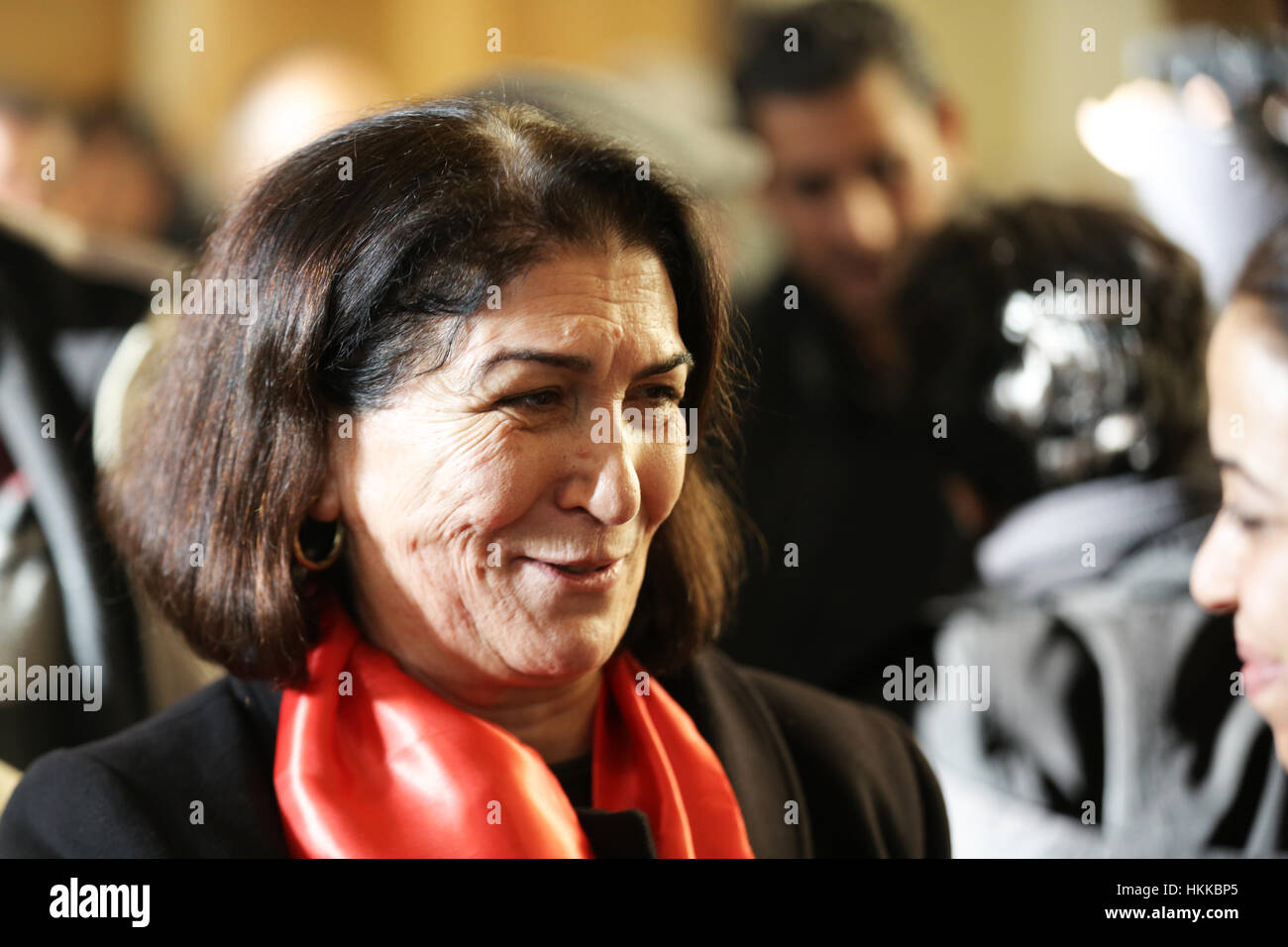 Naima Hammami the first Woman in the history of UGTT memeber in the excutive office .Tunisia, 26 January 2017. Taboubi was elected as the new general secretary of the UGTT, after the work of the 23rd congress of the trade union center. Stock Photo