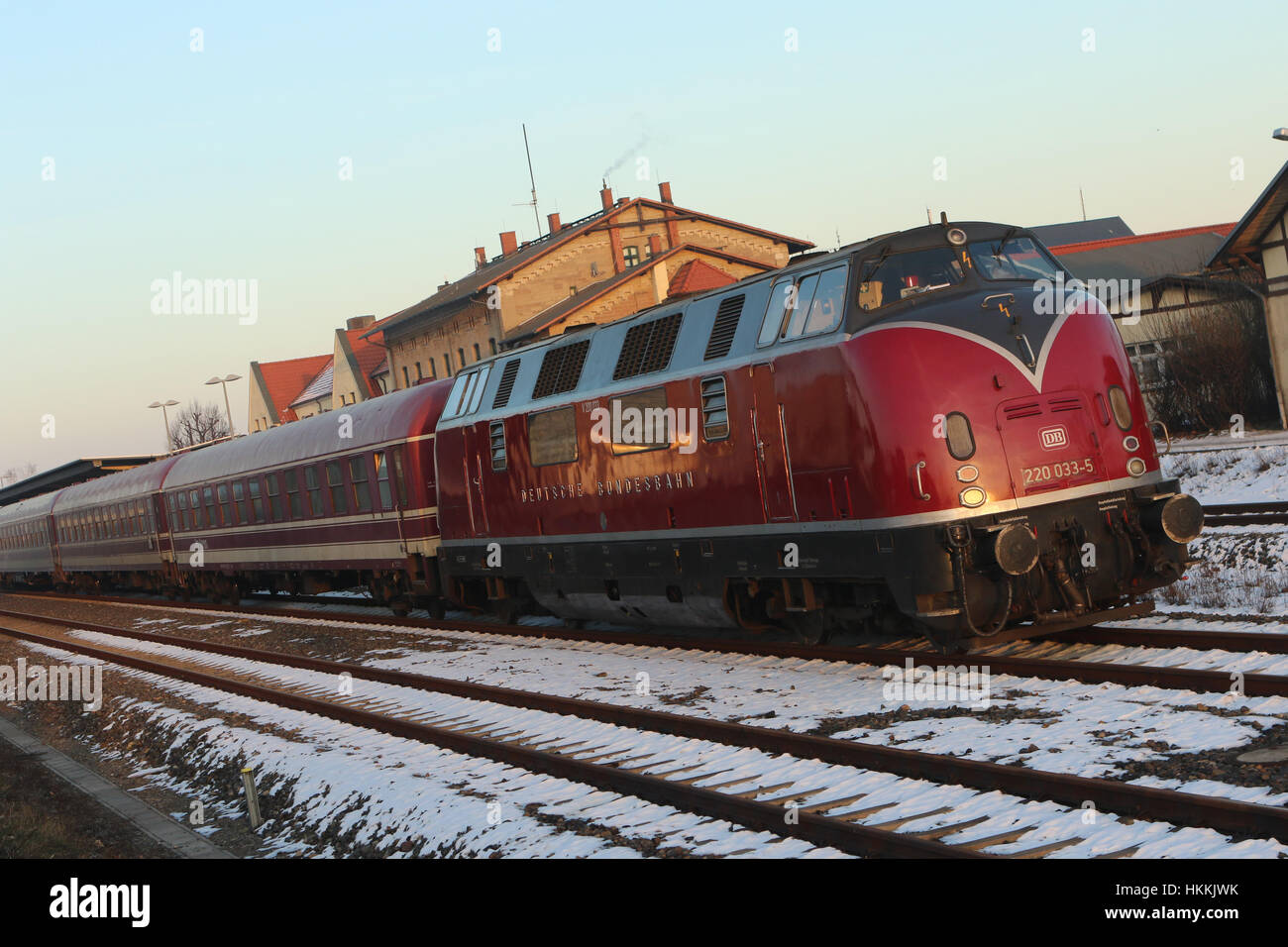 The special train Euro-Express, photographed during sunset at the central  station in Wernigerode, Germany, 28 January 2017. Photo: Matthias  Beindpa-ZentralbildZB Stock Photo - Alamy