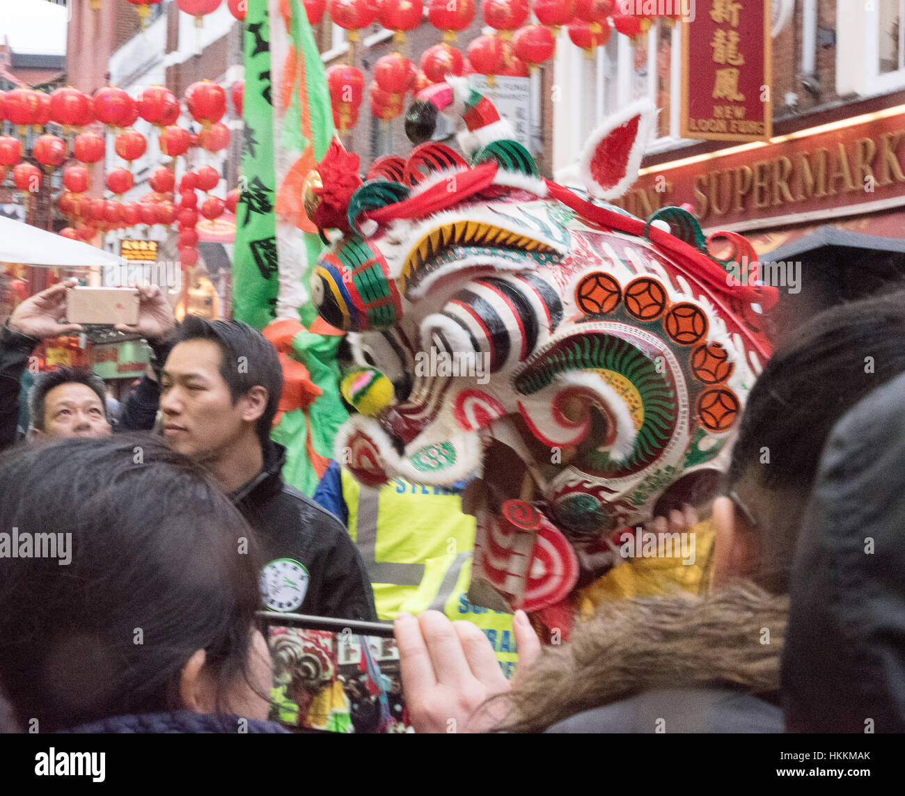 London 29th dragon, in China Town for the Chinese New Year celebration London 2017# Credit: Ian Davidson/Alamy Live News Stock Photo