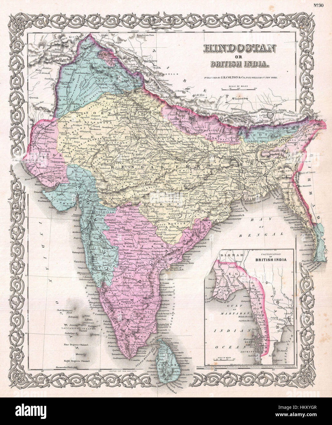 1855 Colton Map of India - Geographicus - India-colton-1855 Stock Photo ...