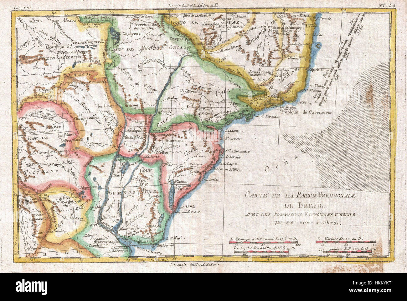 1780 Raynal Bonne Map Southern High Resolution Stock Photography and ...