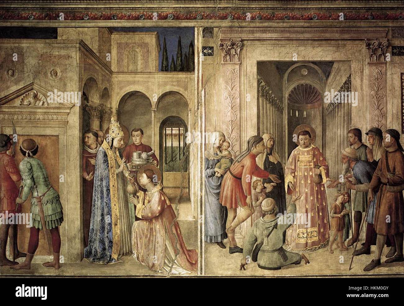 This painting, attributed to Fra Angelico, depicts a religious scene ...