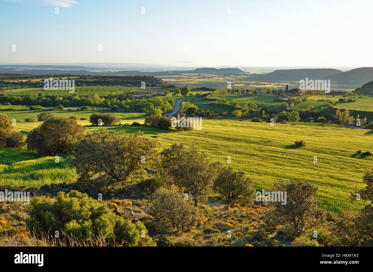 Spring view of the Spanish plain with hills Stock Photo