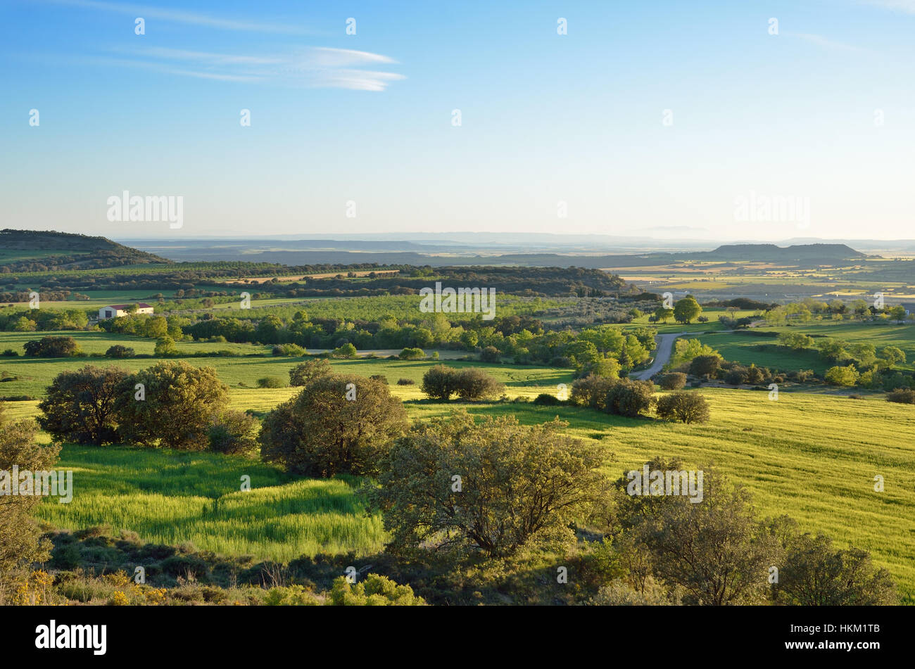 Spring view of the Spanish plain with hills Stock Photo