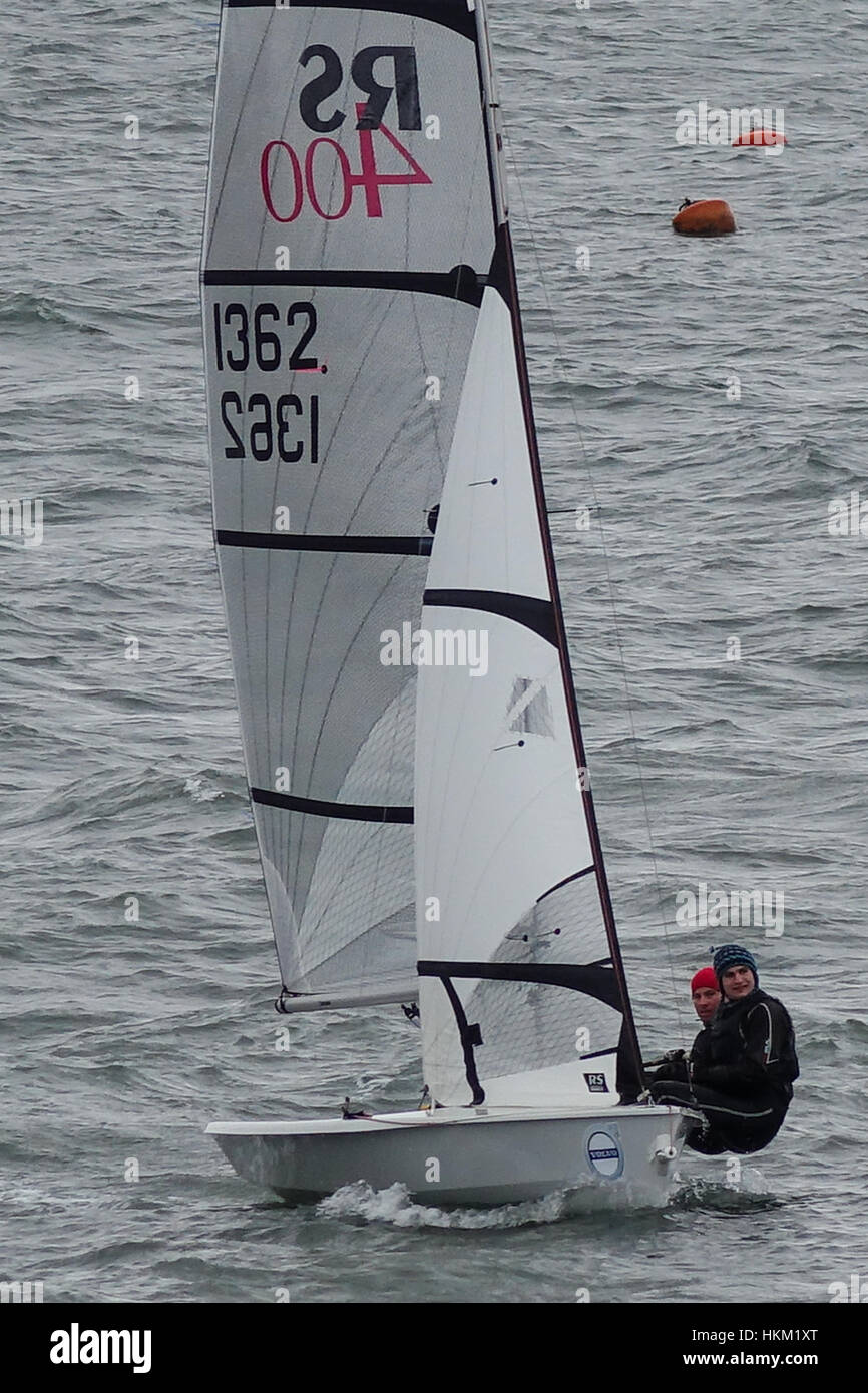 RS400 Sailing Dinghy, close hauled Stock Photo Alamy