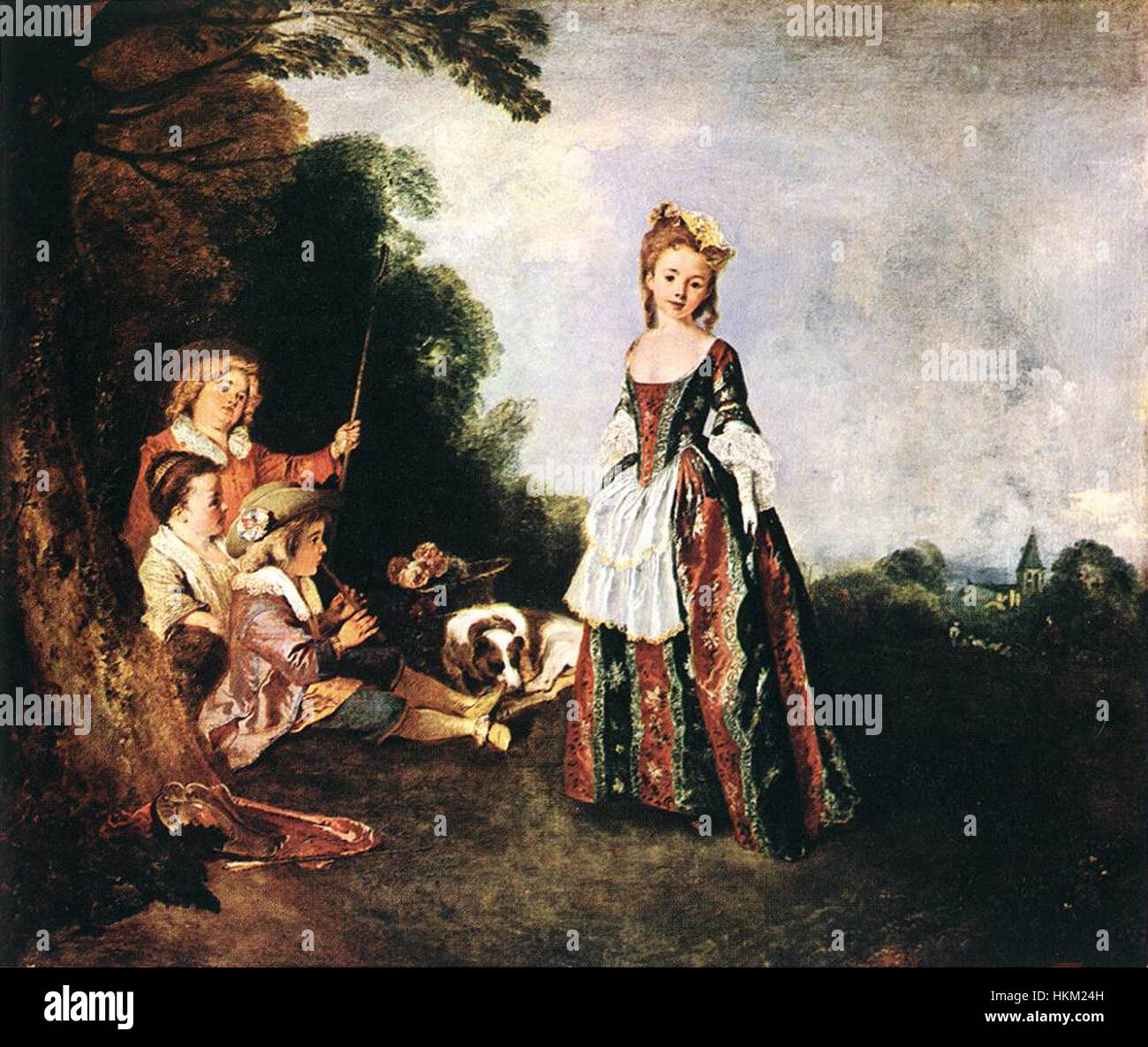 Antoine Watteau's *The Dance* is a famous Rococo painting depicting a ...