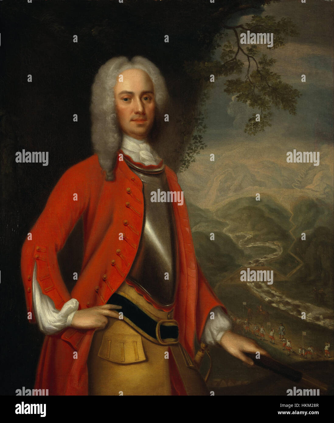 A portrait attributed to Johan van Diest of Field-Marshal George Wade, a British Army officer known for his role in Scotland during the 18th century. The artwork portrays Wade in his military attire, capturing his commanding presence and historical significance. Stock Photo