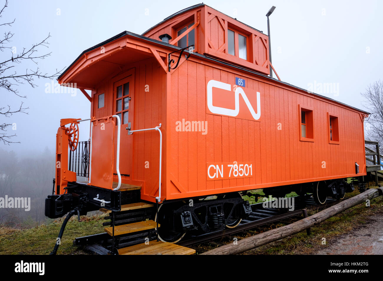 A CN Rail caboose used as a museum in St Thomas, Ontario