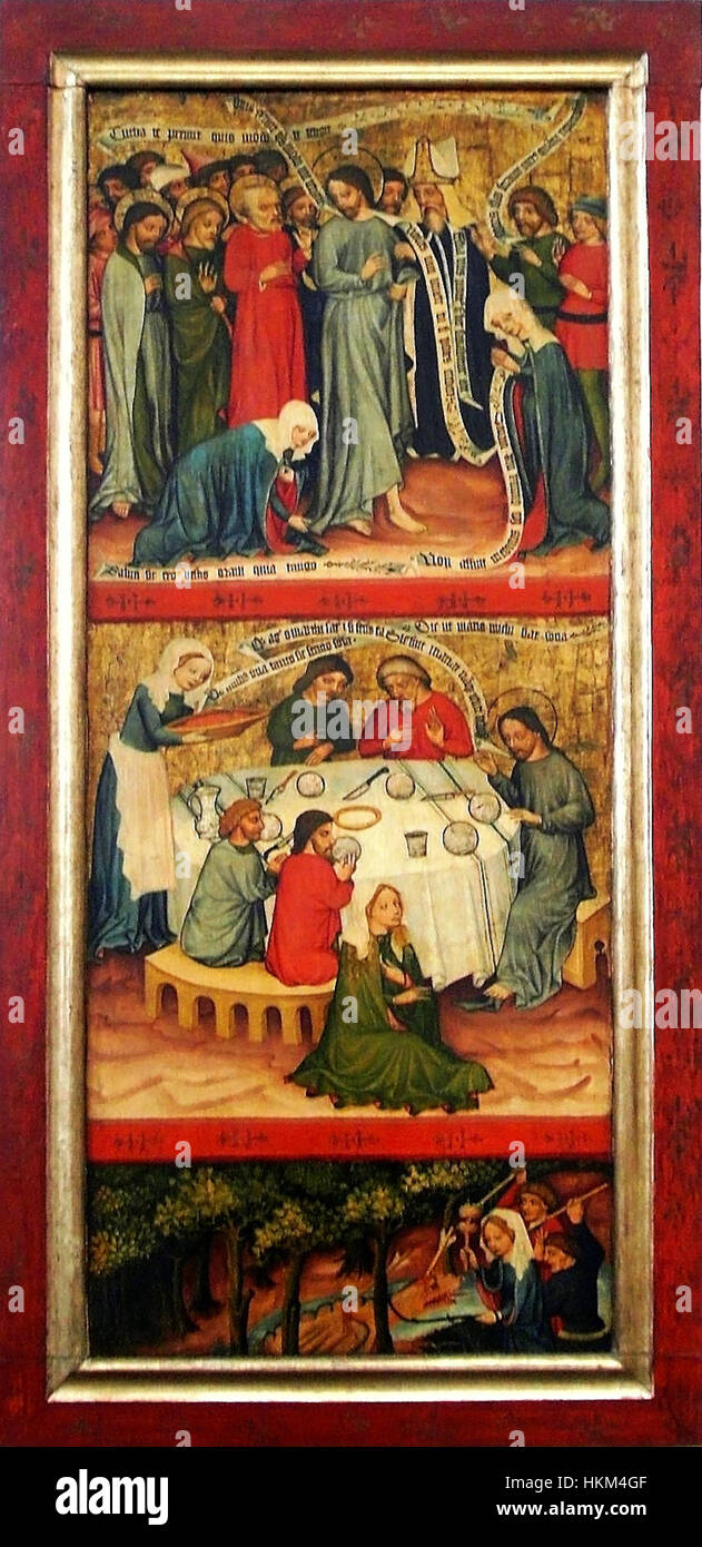 This artwork depicts the legend of Saints Mary and Martha, illustrating ...