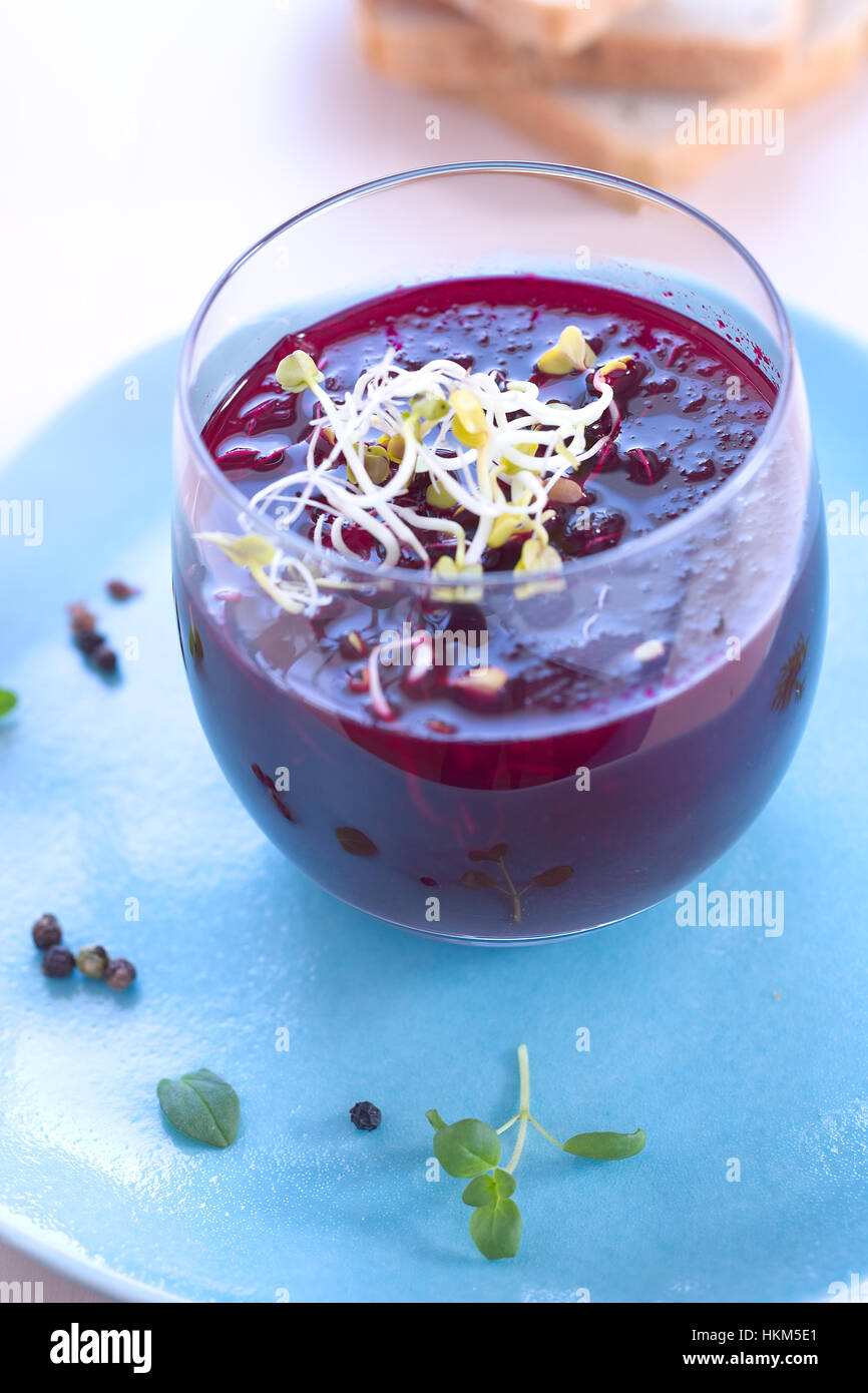 Beetroot juice with sprouts Stock Photo Alamy