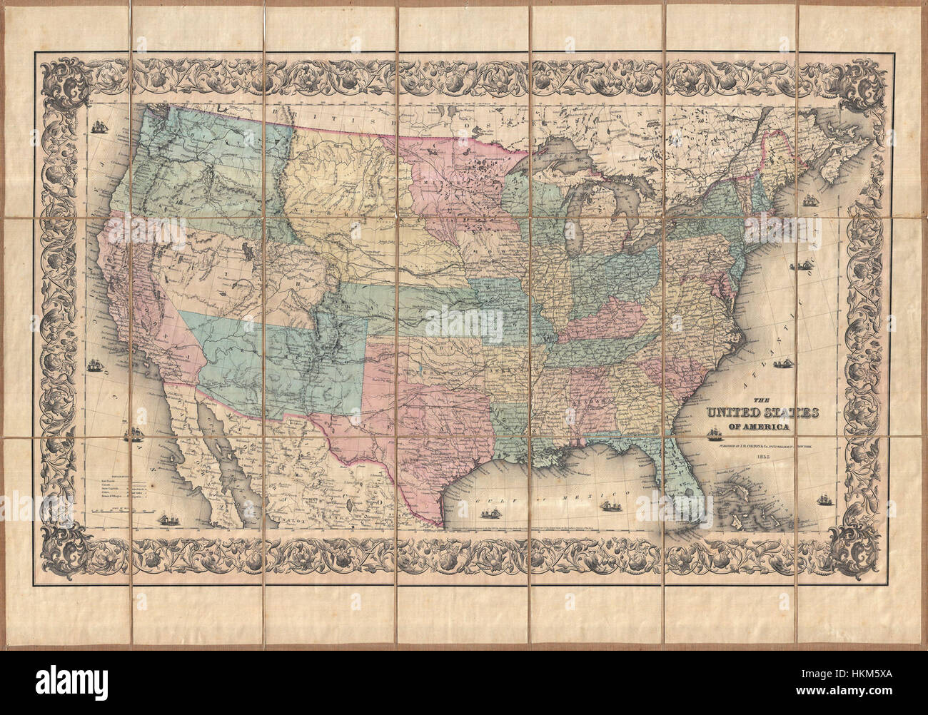 The 1855 Colton Pocket Map of the - The 1855 Colton Pocket Map Of The United States Is A Historic Map HKM5XA