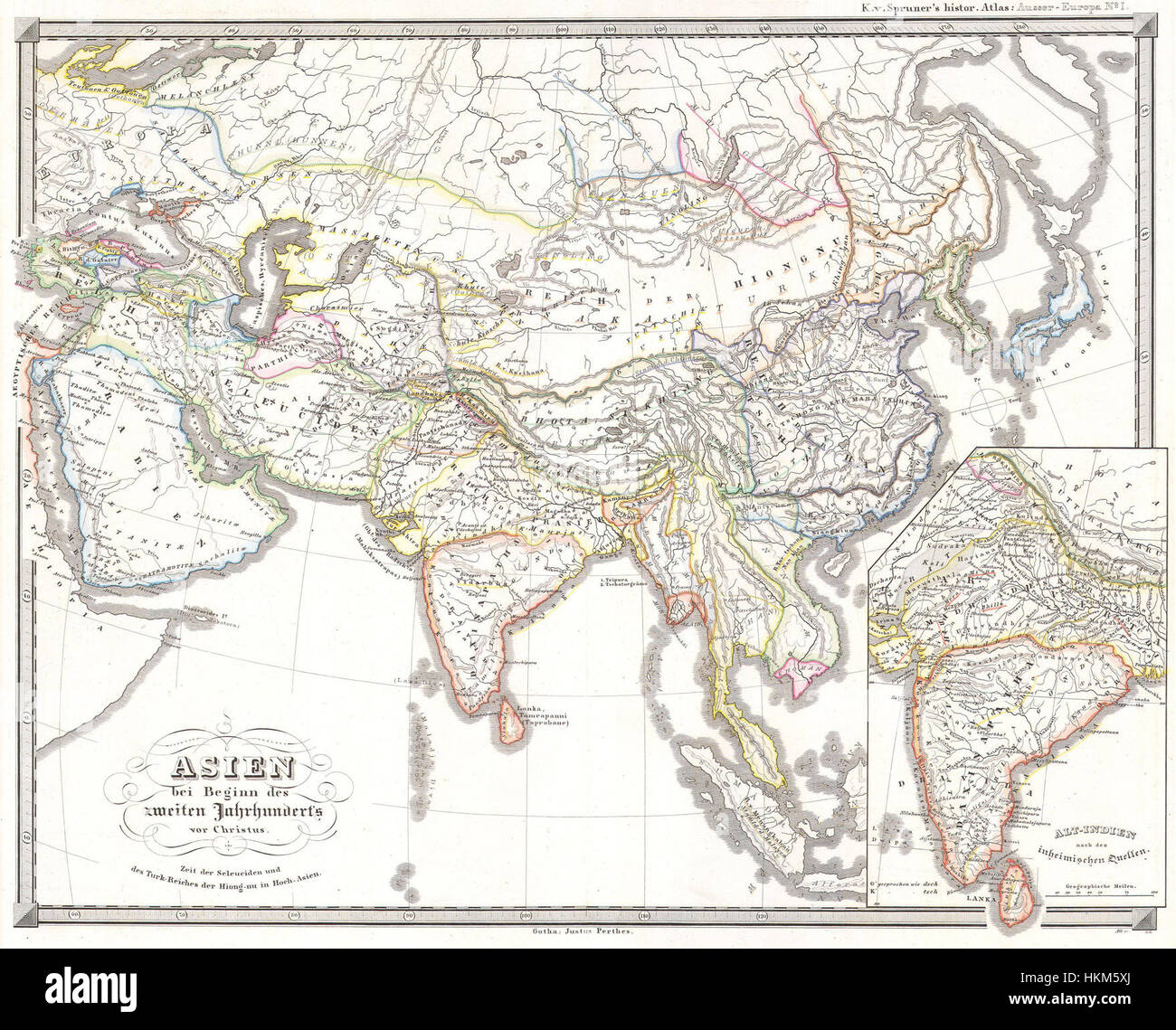 1855 Spruner Map of Asia 200 B.C.E ( Han China, Seleucid Empire ) - Geographicus - AsiaChristus-spruner-1855 Stock Photo