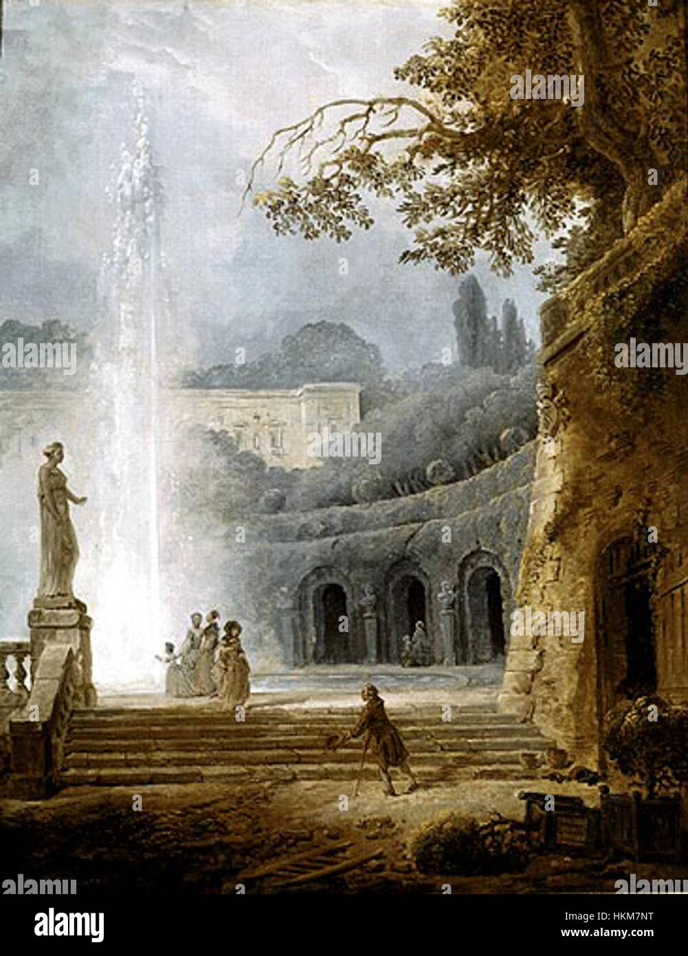 'The Fountain', oil on canvas painting by Hubert Robert, c. 1775-78, Kimbell Art Museum Stock Photo