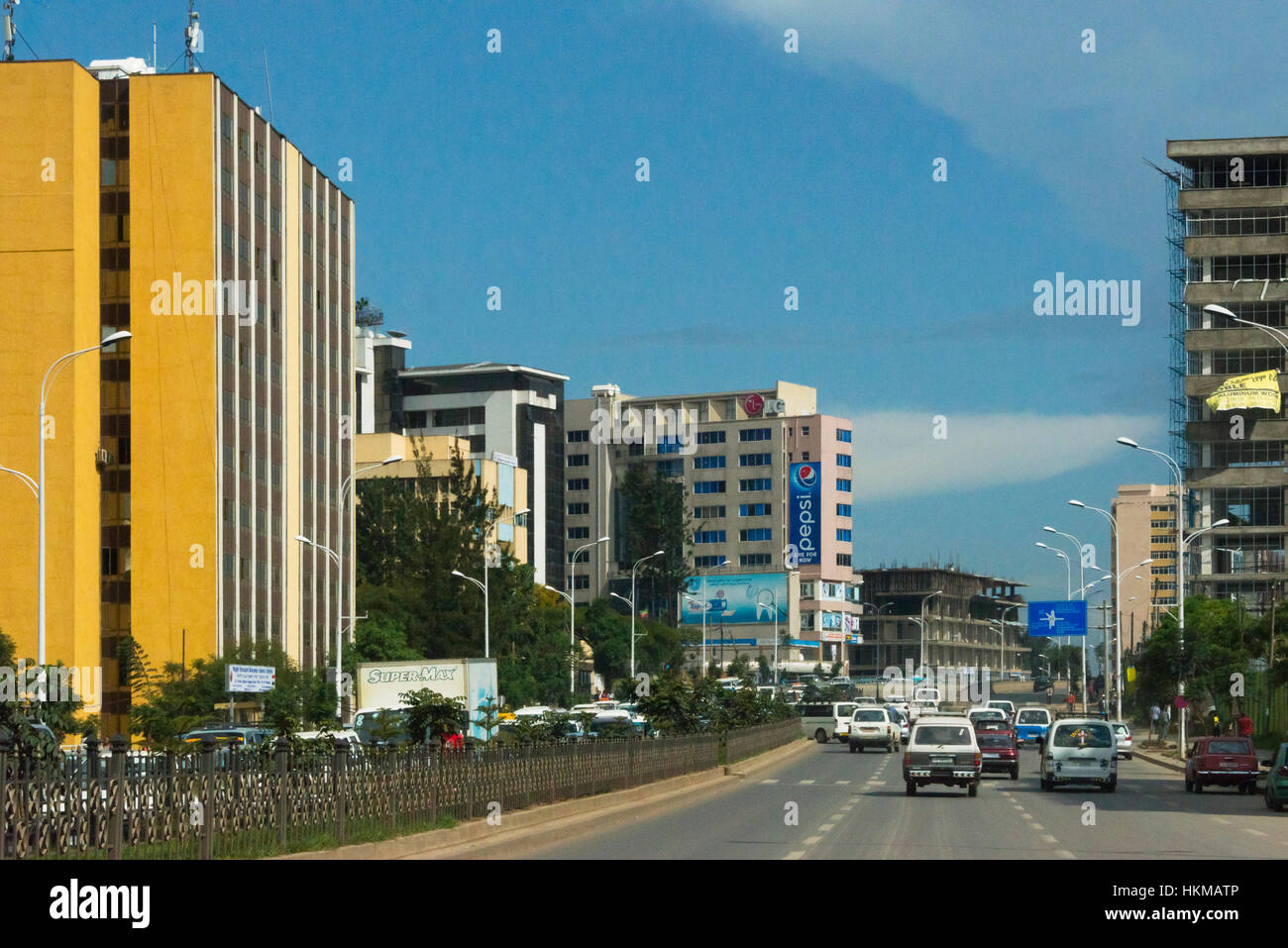 Downtown area in Addis Ababa, Ethiopia Stock Photo