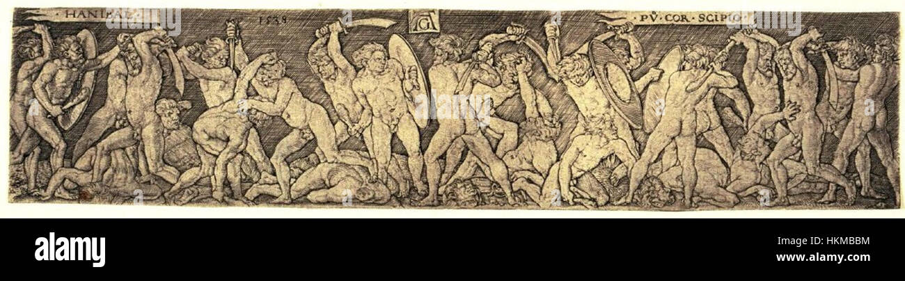 Heinrich Aldegrever - Hannibal und Scipios (1538, San Francisco) Stock Photo