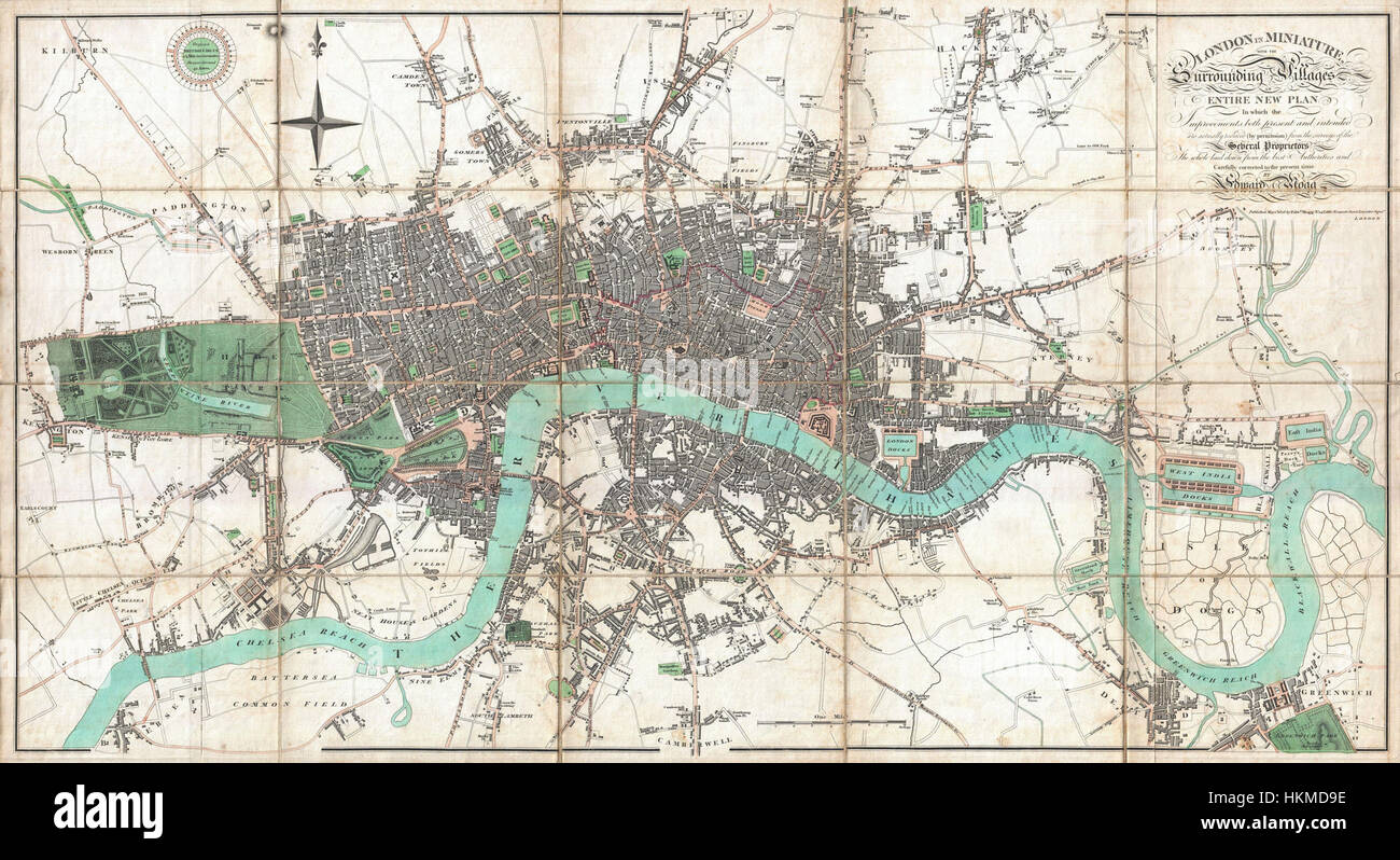 1806 Mogg Pocket or Case Map of London, England Geographicus London