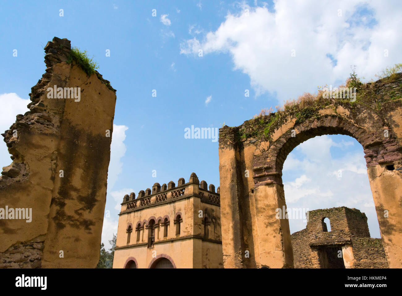 Fasil Compound and Bath in Fasil Ghebbi (founded by Emperor Fasilides), UNESCO World Heritage site, Gondar, Ethiopia Stock Photo