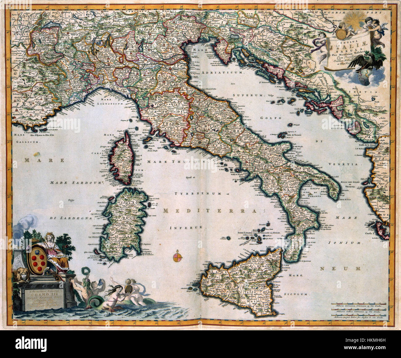 This map, titled 'Totius Italiae Tabula,' by Van der Hagen, depicts the ...