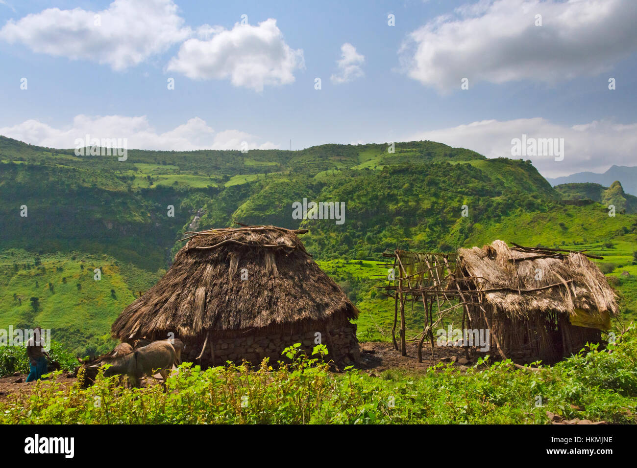 Village house in Simien Mountain, Ethiopia Stock Photo