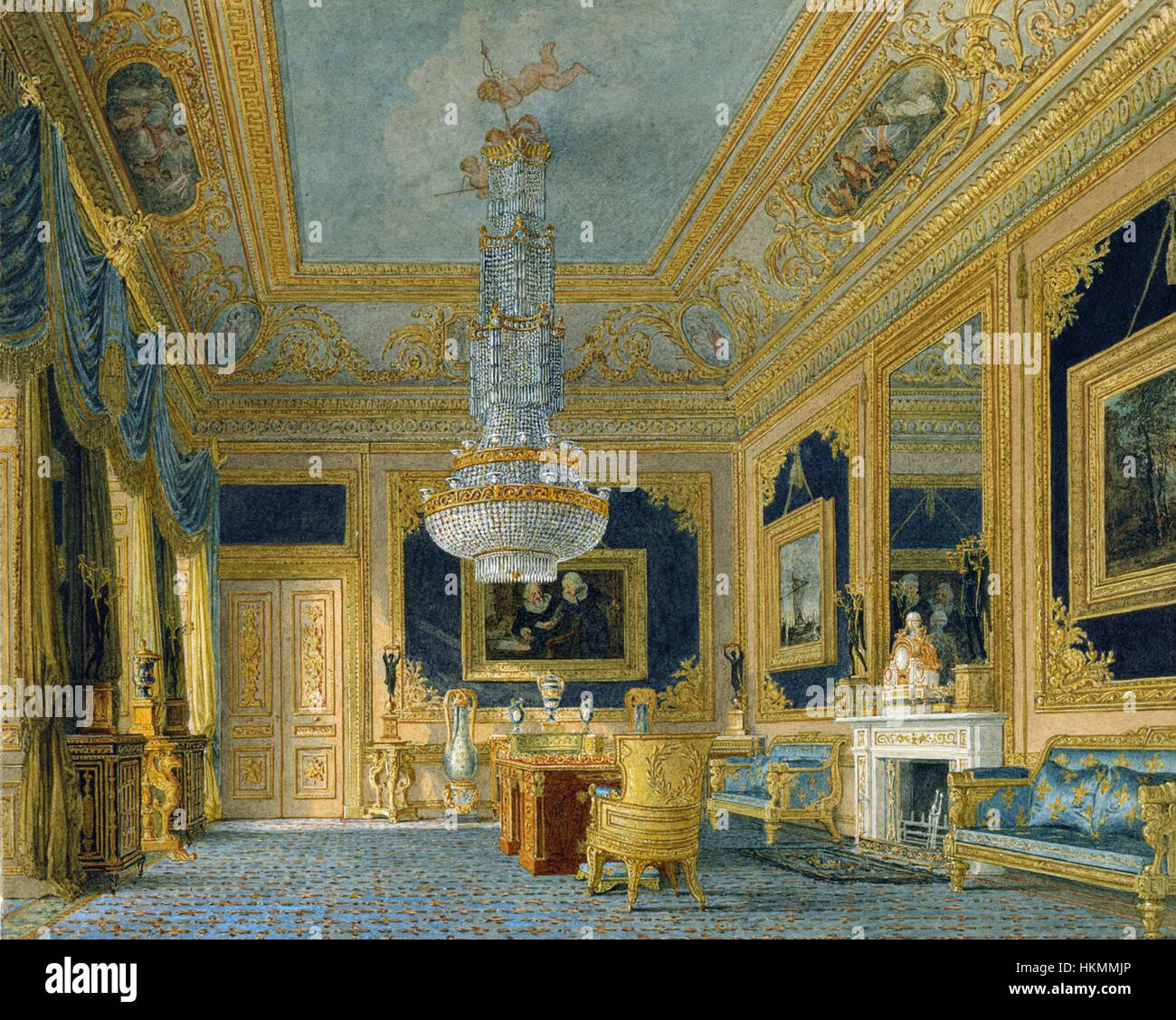 Carlton House, Blue Velvet Room, by Charles Wild, 1816 - royal coll 922184 257098 ORI 2 0 Stock Photo