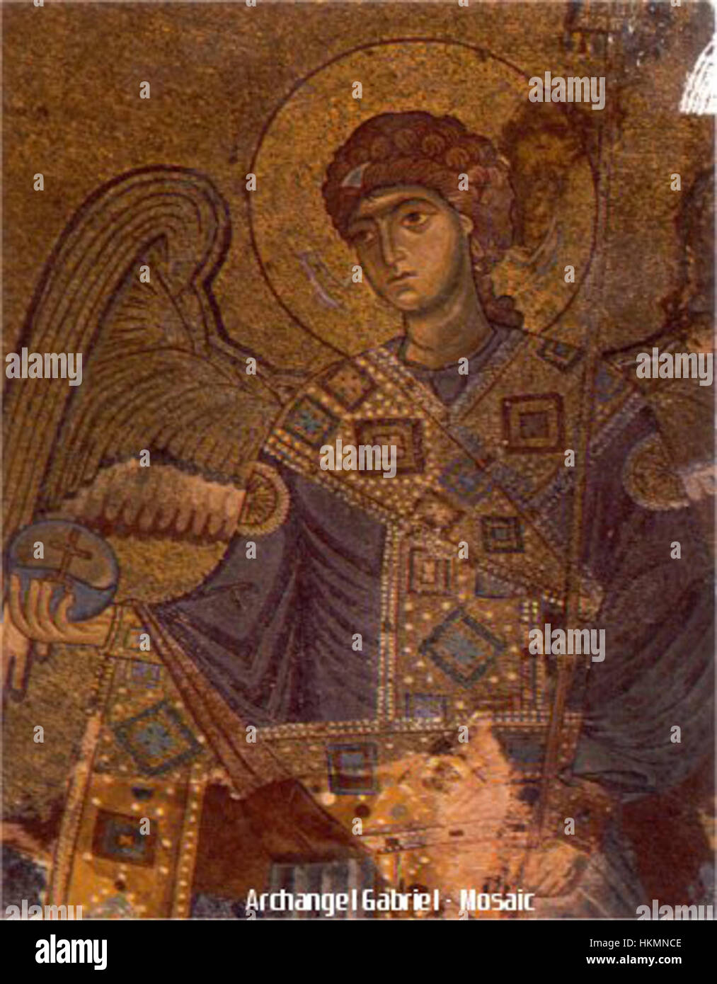 Archangel Gabriel - Gelati Monastery Byzantine Mosaic (circa 1125-1130) Stock Photo