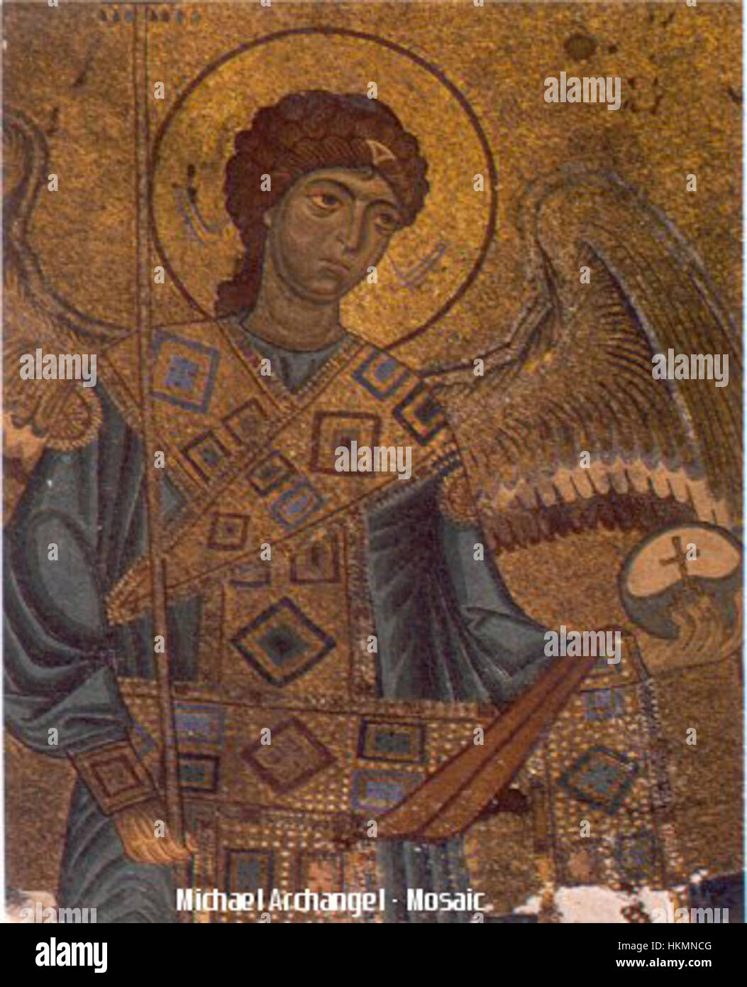 Archangel Michael - Gelati Monastery Byzantine Mosaic (circa 1125-1130) Stock Photo