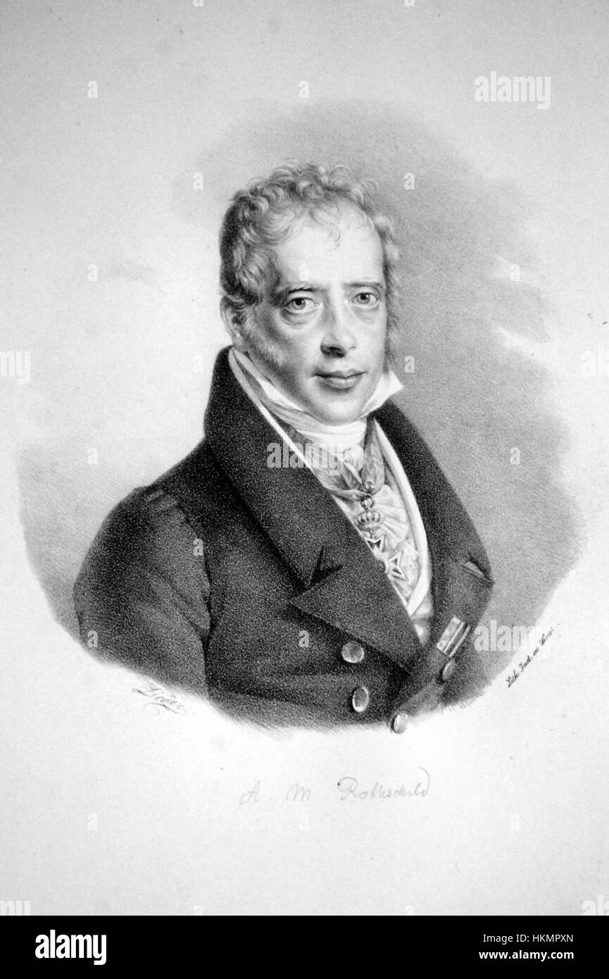 A lithograph of Amschel Mayer Rothschild, a prominent 18th-century ...