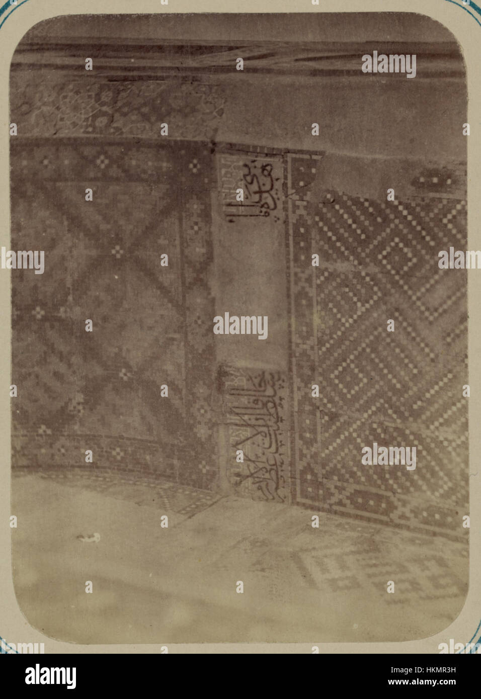 This depiction from the antiquities of Samarkand shows the Madrasah of Nadir Divan-Begi, a significant historical Islamic structure, alongside the Congregational Mosque. It highlights the architectural beauty and cultural heritage of this central Asian region, known for its intricate design and religious importance. Stock Photo