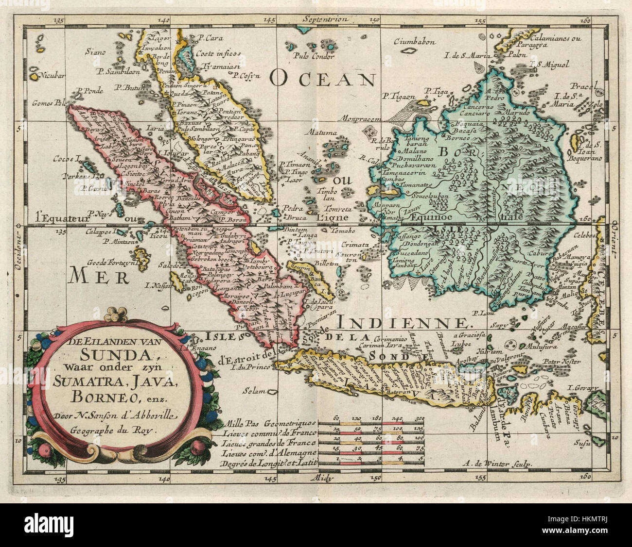 AMH-6668-KB Map of Java, Sumatra, Borneo and Malaysia Stock Photo