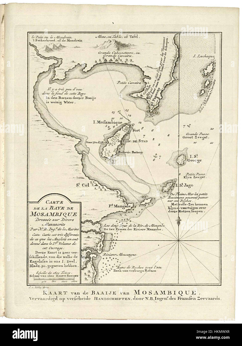 AMH-8104-KB Map of the Bay of Mozambique Stock Photo