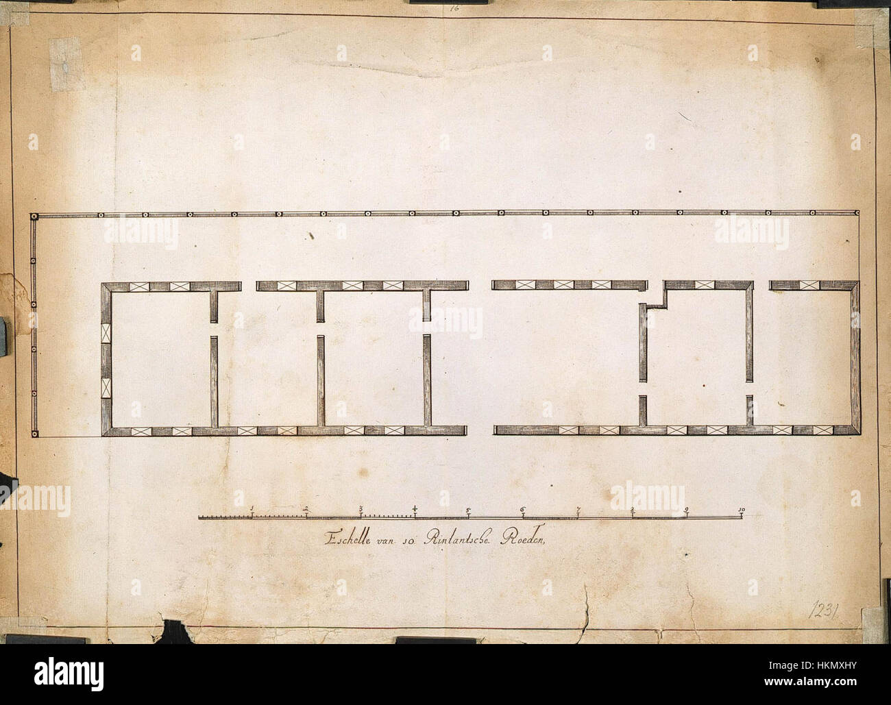 AMH-4638-NA Map of the general's residence within the castle at Batavia Stock Photo