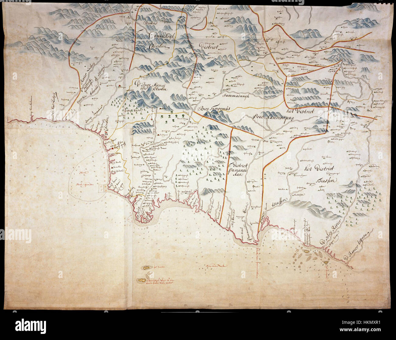 This historical map shows a detailed section of the northern coast of ...