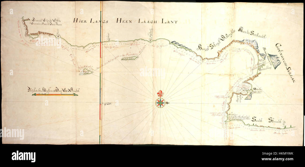 A detailed map of the southern Java coast, illustrating the geographic ...