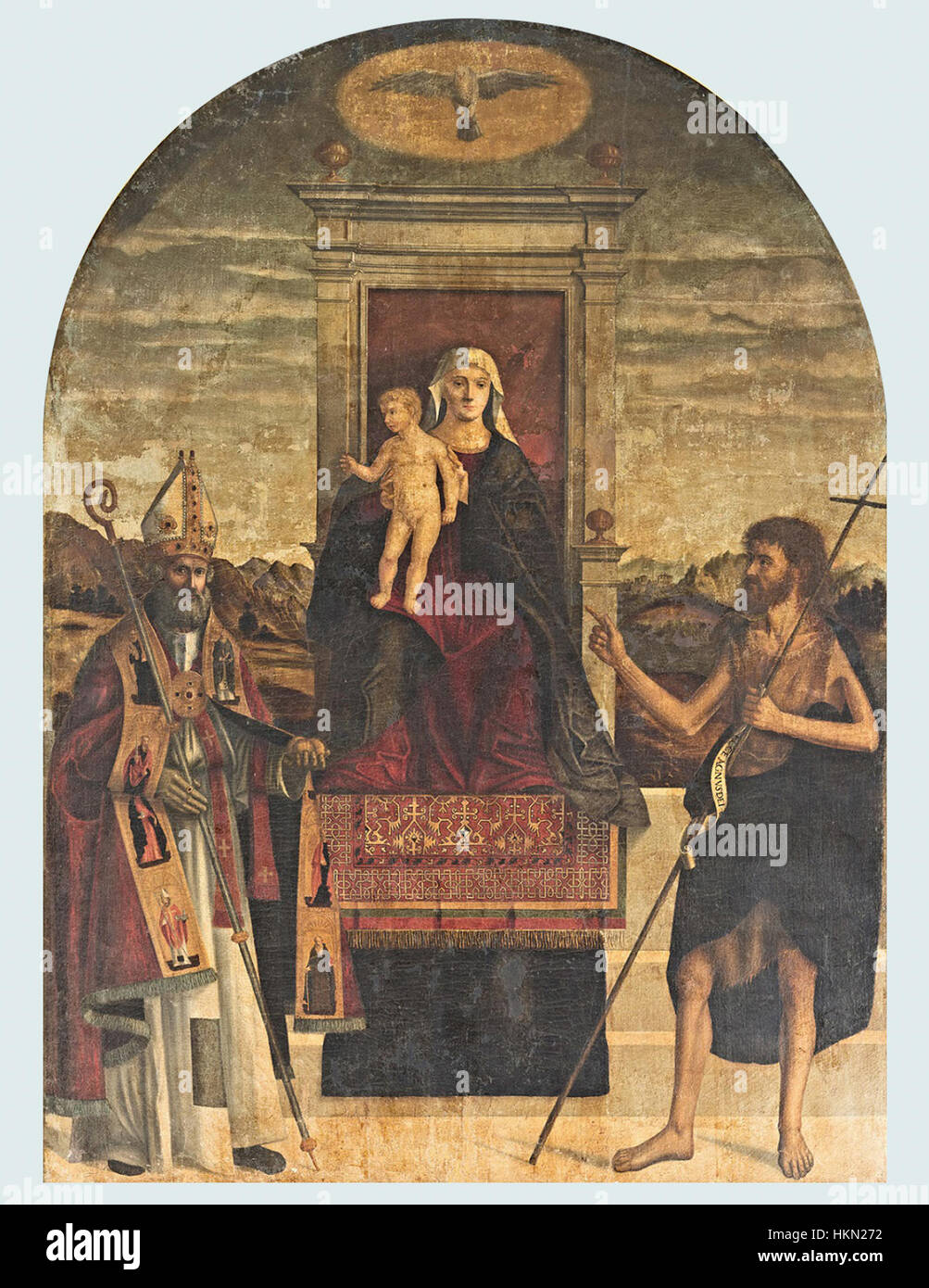 Benedetto Carpaccio - Marija na prestolu z otrokom med sv. Nikolajem in Janezom Stock Photo