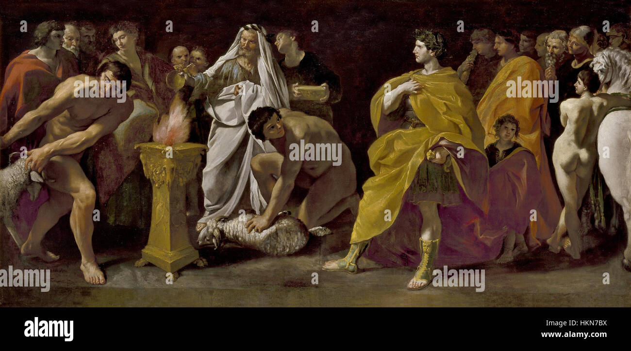 This artwork, 'Auspici per un imperatore romano,' depicts an ancient ...