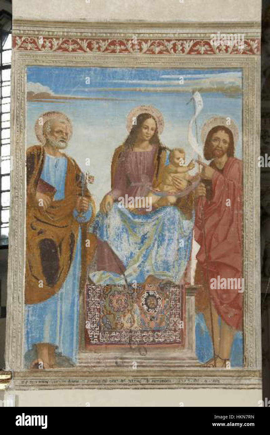 Alvise de Donati - Madonna con Bambino tra San Pietro e Fiovanni Battista i - post 1509 - Chiesa S Maria Grazie - Gravedona e Uniti(CO) Stock Photo