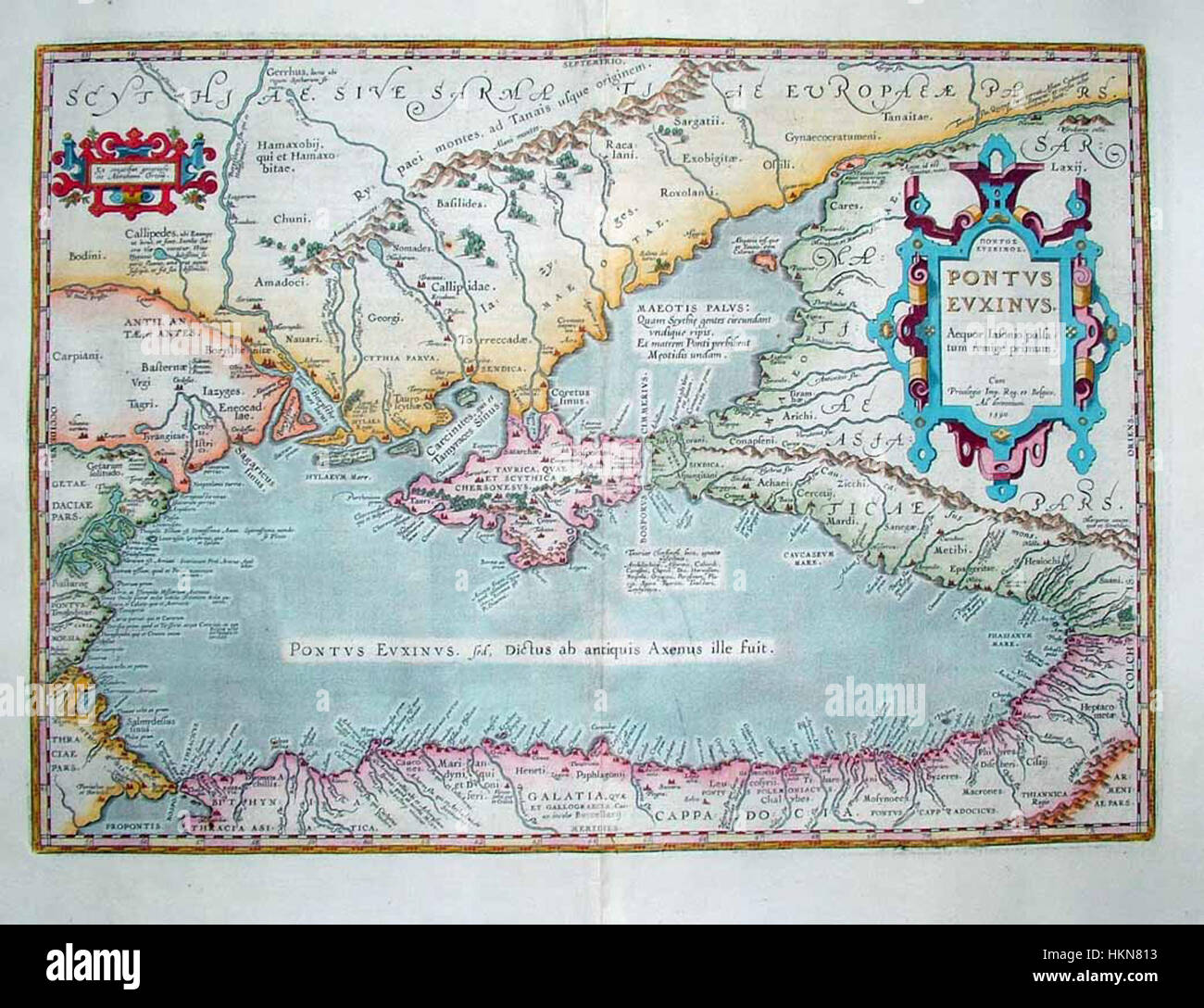 1624 ORTELIUS Map BLACK SEA Roman Era Pontus Euxinus Stock Photo
