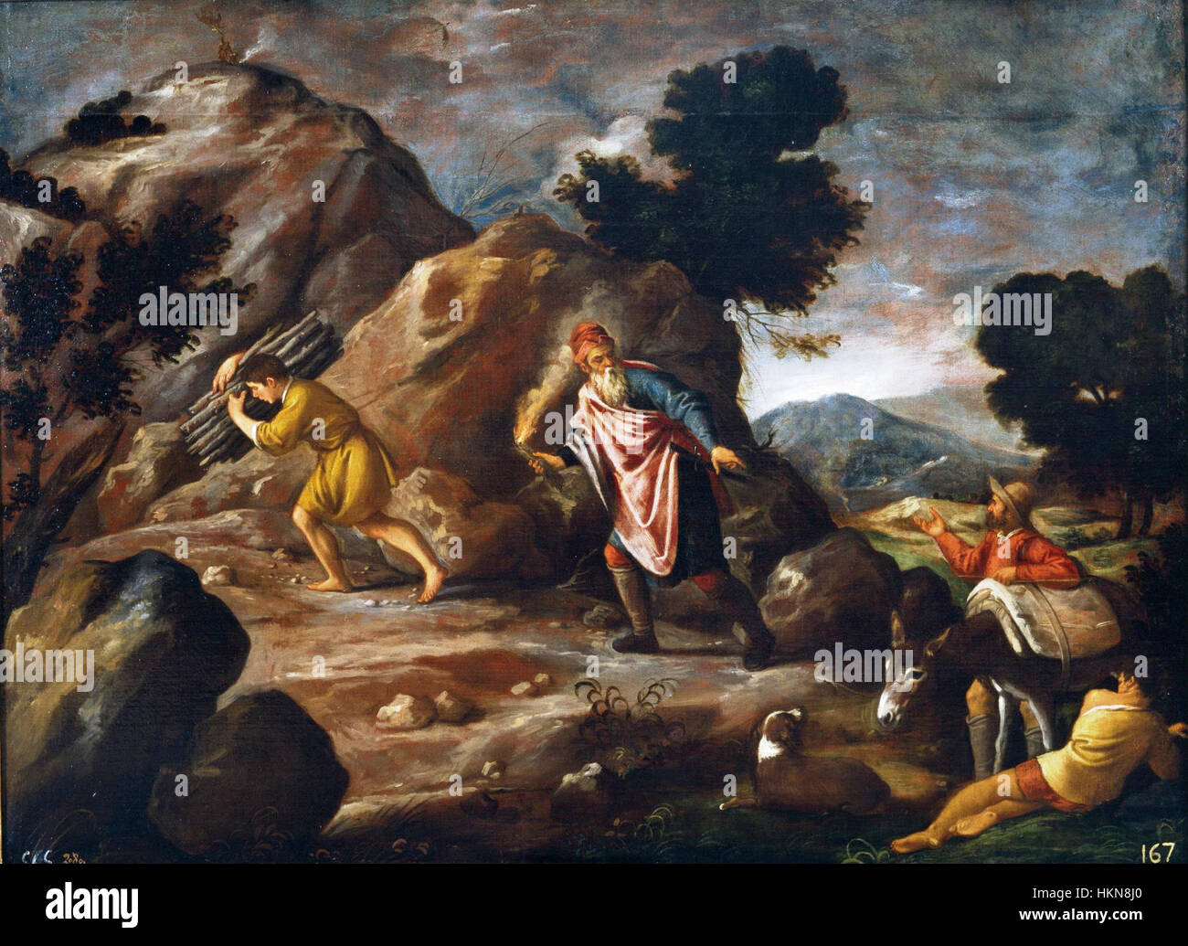 Abraham e Isaac camino del sacrificio, de Pedro de Orrente (Museo del Prado) Stock Photo