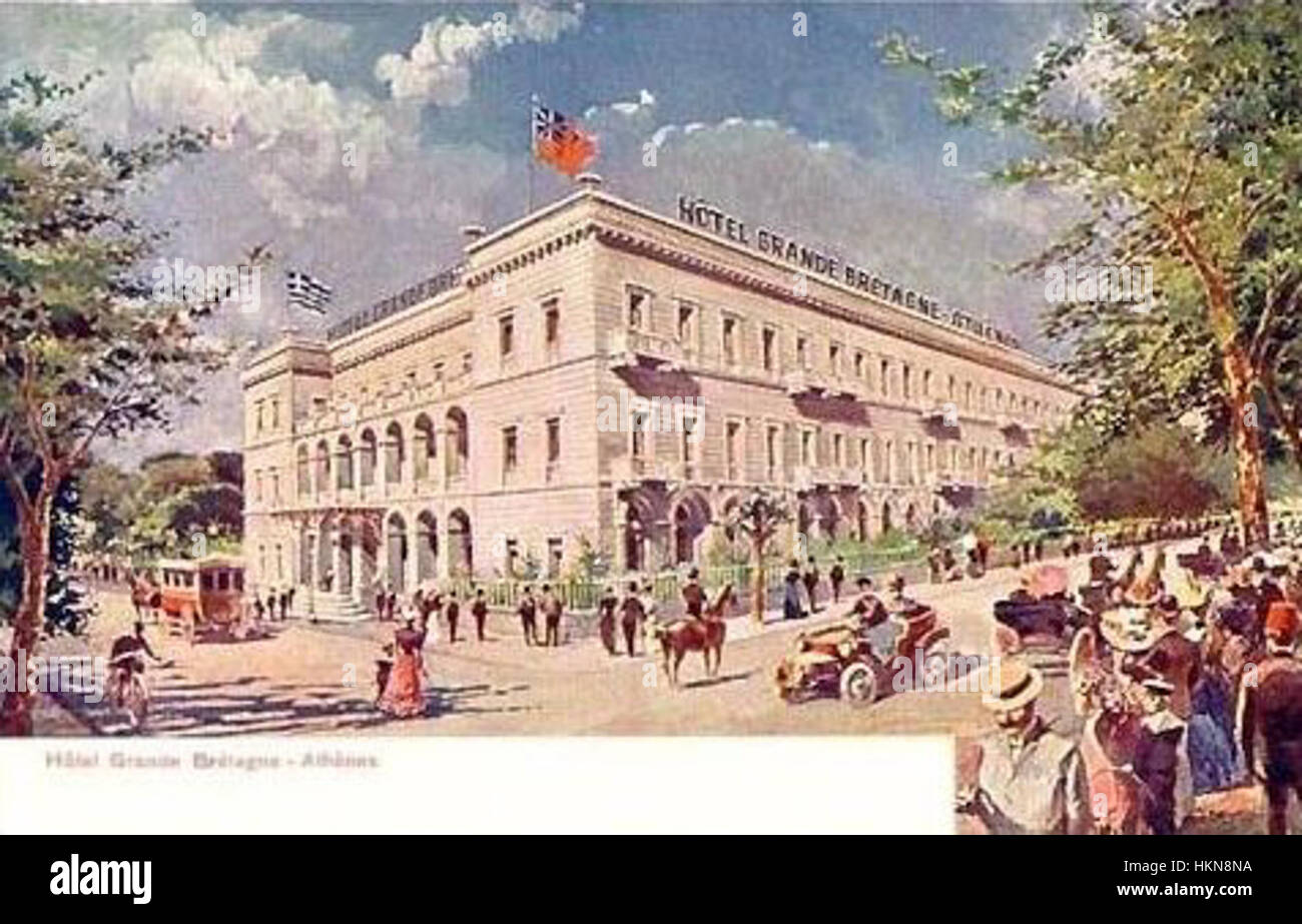 Athens Hotel Grande Bretagne 1910 Stock Photo