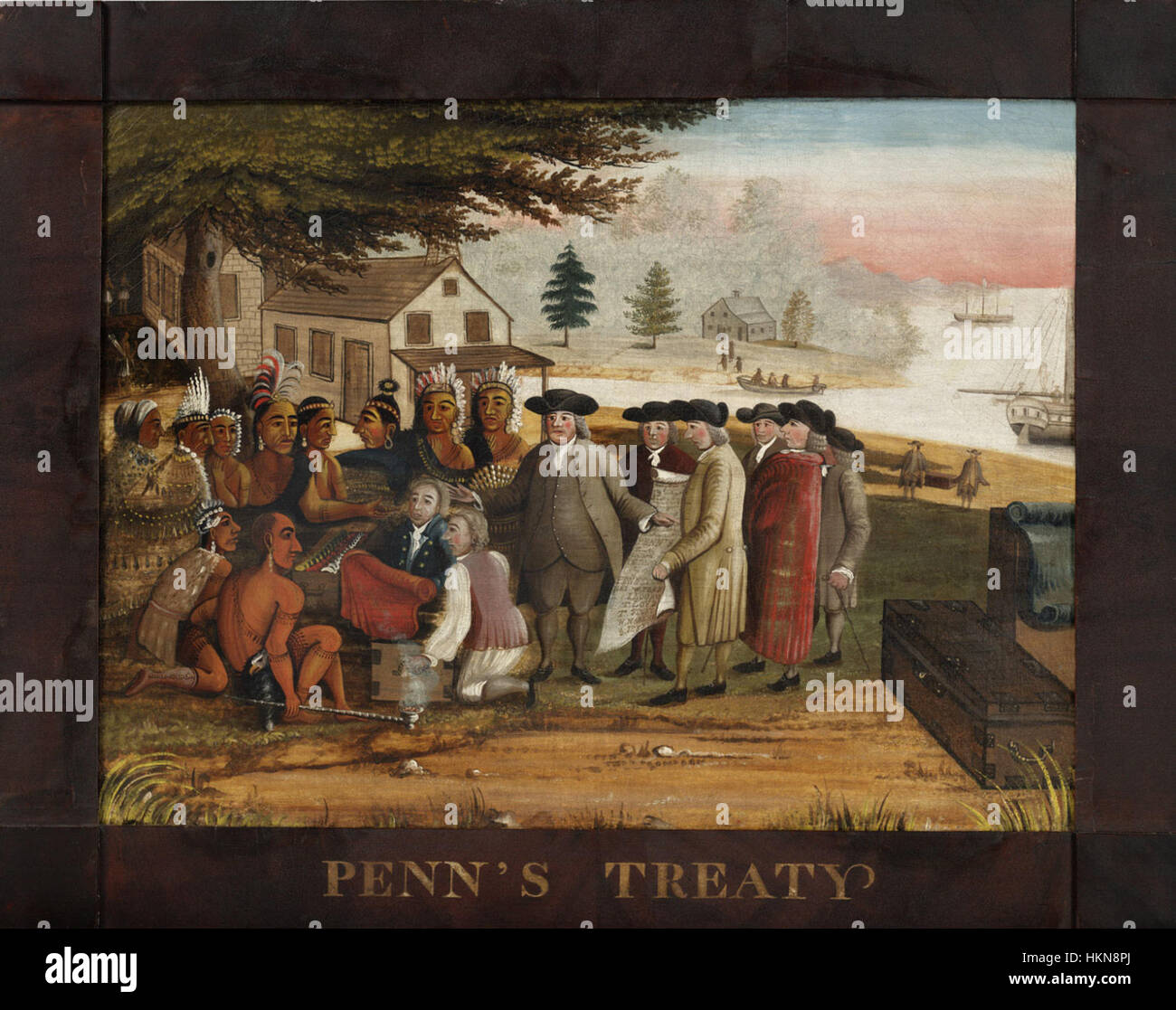 'Penn's Treaty -with the Indians-', oil on canvas painting by Edward Hicks, 1830-35, Philadelphia Museum of Art Stock Photo